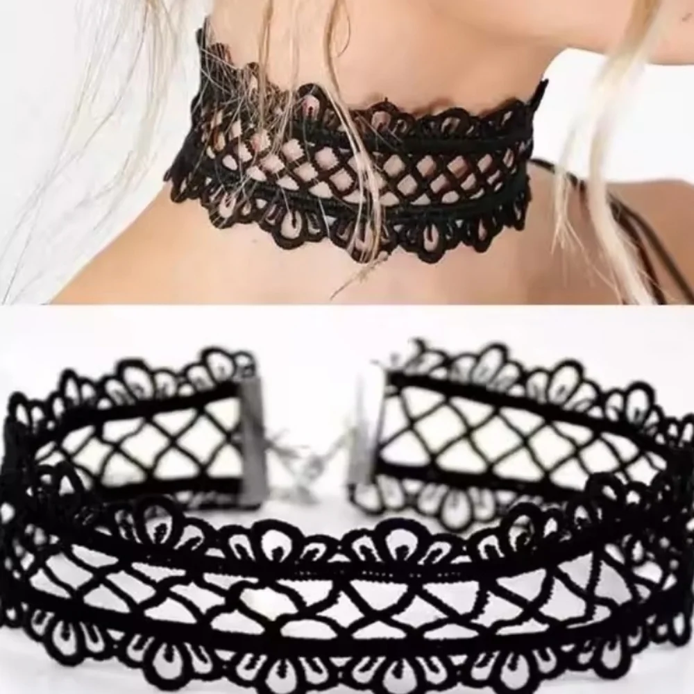 🖤 Sexy Black Lace Choker Necklace New